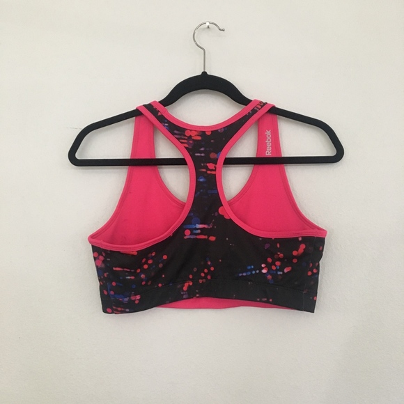 Reebok Black Pink Sports Bra Athletic Top Running - Picture 4 of 5